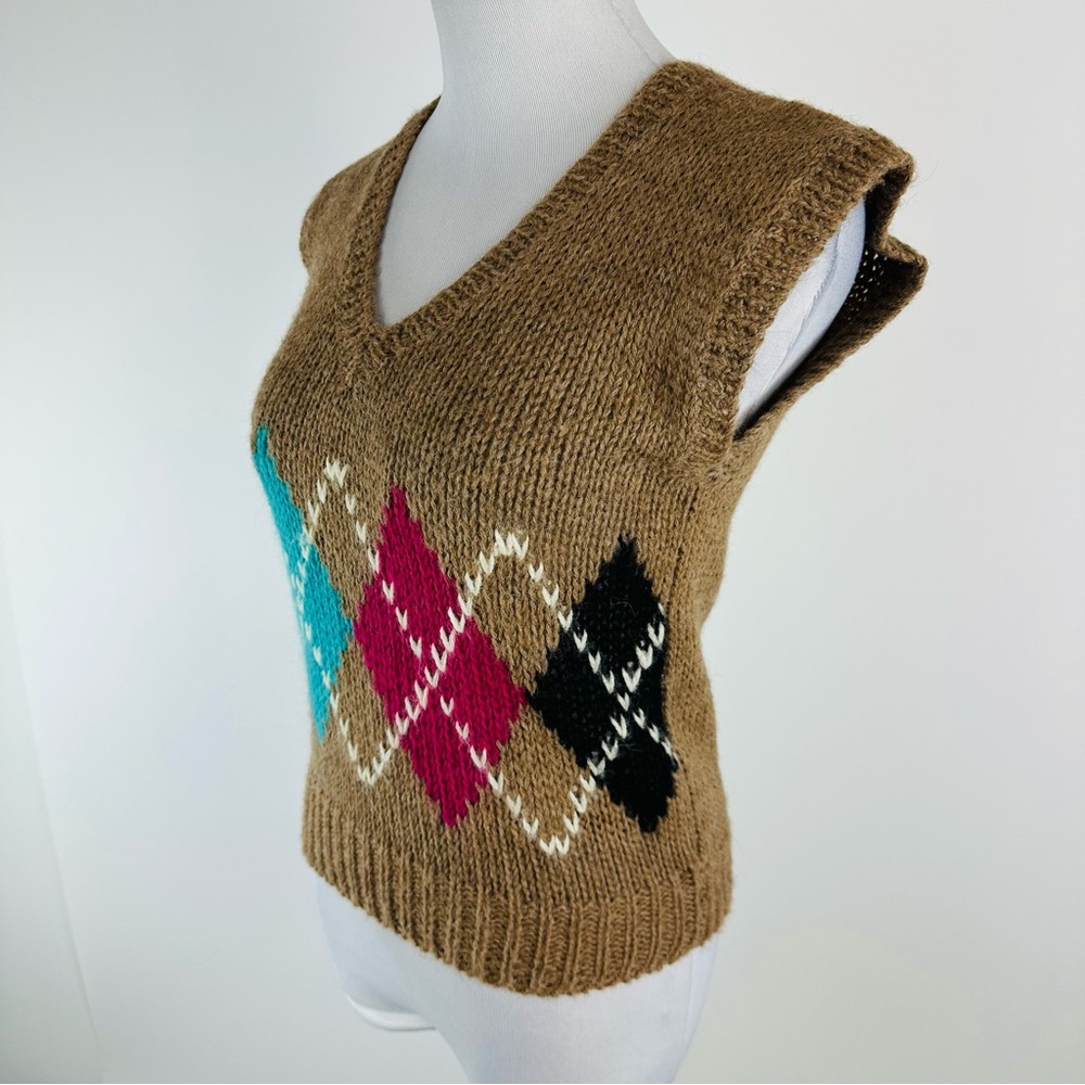 JH Collectibles Vintage Argyle Alpaca Wool Sweater Vest Small - Picture 3 of 5